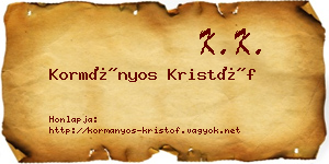 Kormányos Kristóf névjegykártya