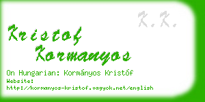 kristof kormanyos business card
