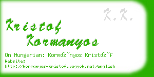 kristof kormanyos business card